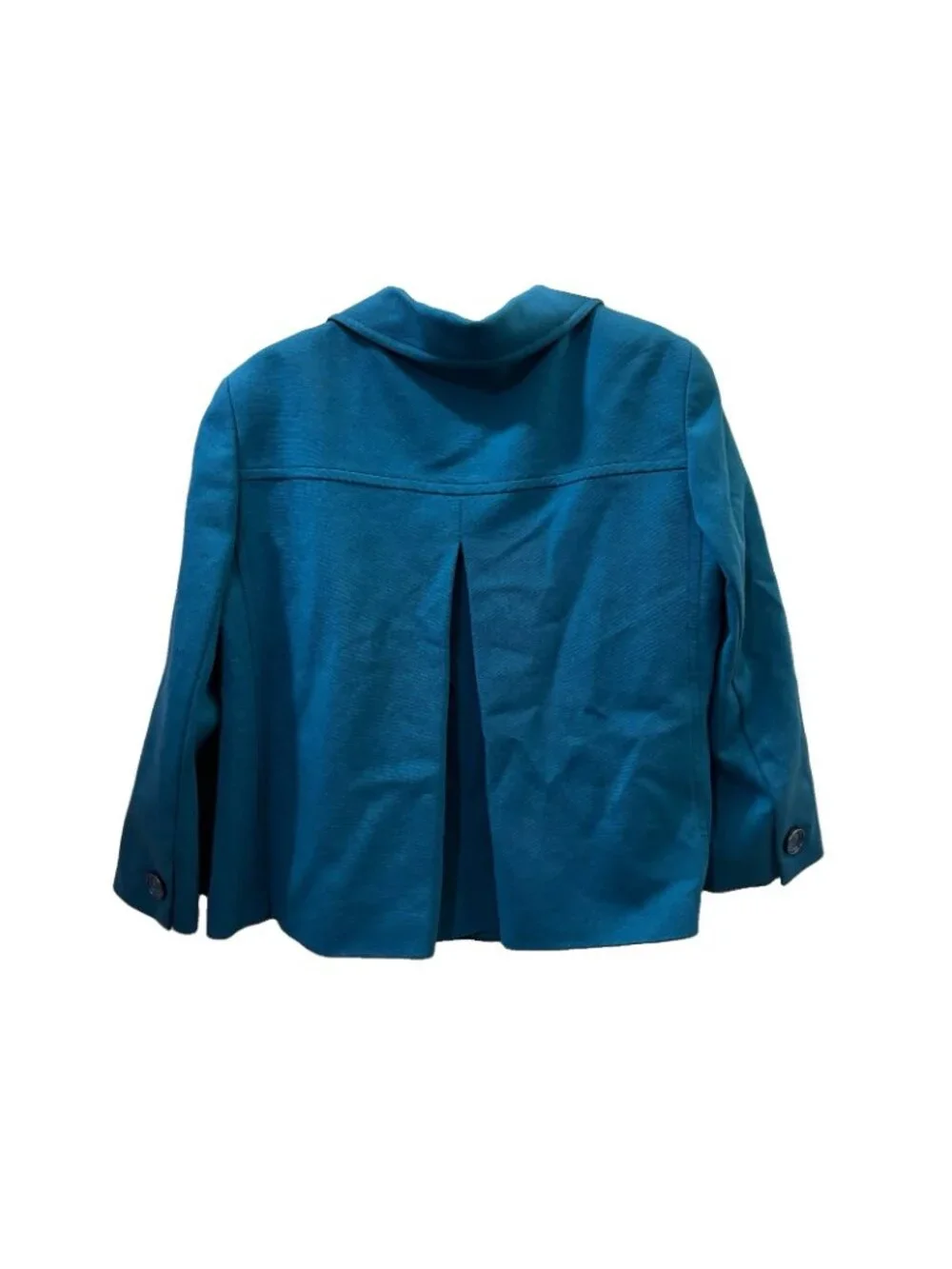 Talbots Teal  three Button Knit Coat A Line With Pokets Size 10 Preppy Classic